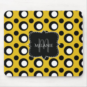 Tapis De Souris Custom Mouse Pad Polka Dots Yellow Black White