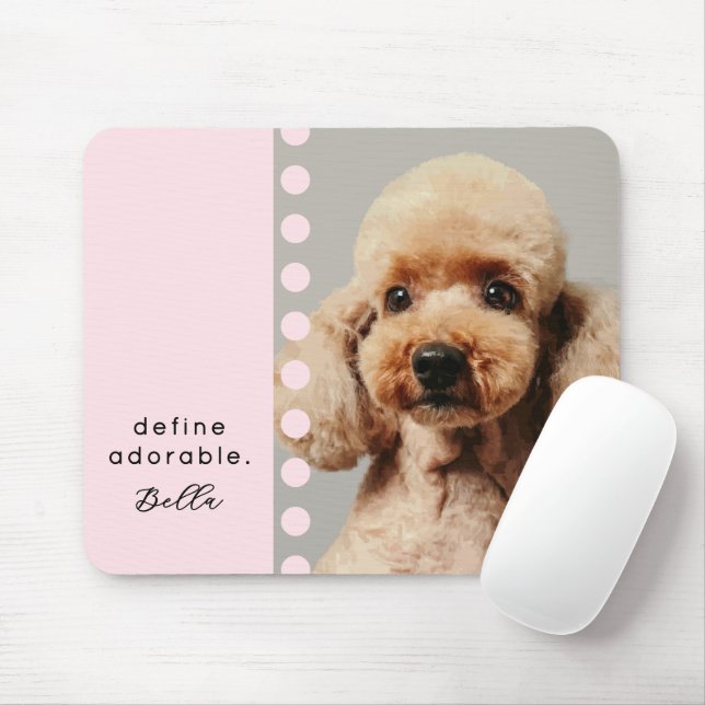 Tapis De Souris Custom Name Dog Funny Saying Photo Pastel Pink (Avec souris)