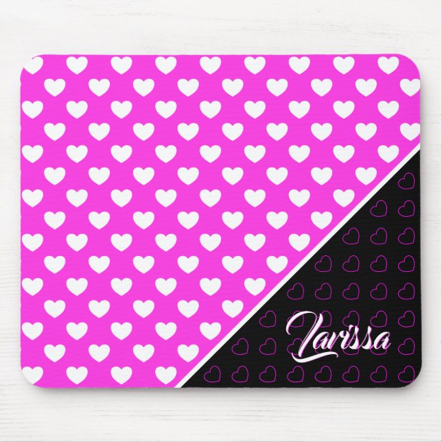 Tapis De Souris Custom Name Template, Striking Pink And Black (Devant)