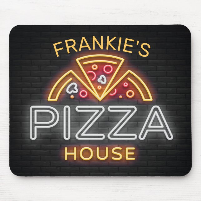 Tapis De Souris Custom Neon Italian Pizzeria Pizza House (Devant)