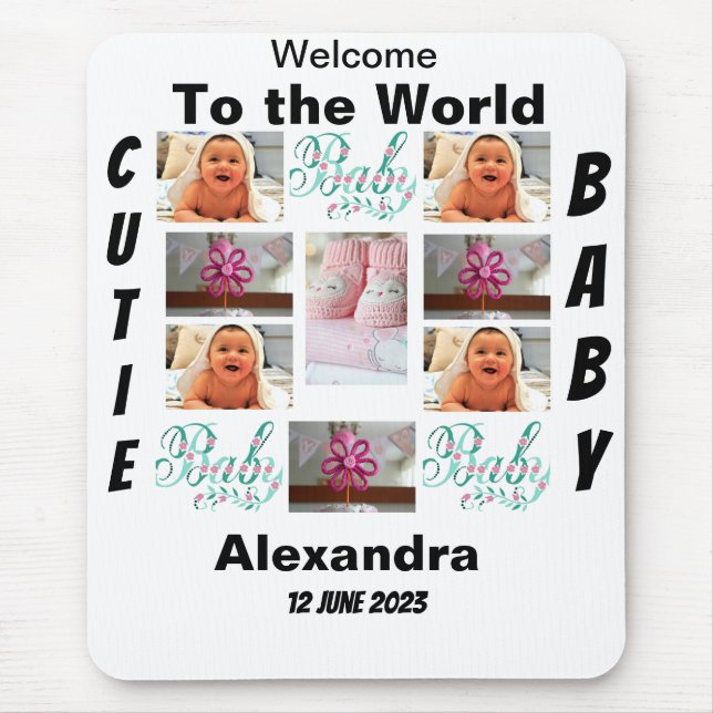 Tapis De Souris Custom New Baby 11 Photo Collage  (Devant)