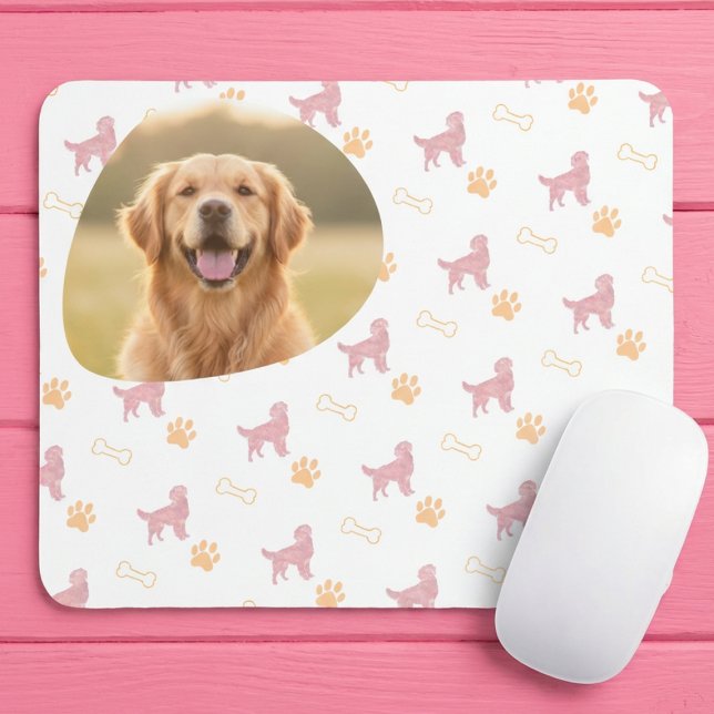 Tapis De Souris Custom Photo Golden Retriever - Pastel Pink (Créateur téléchargé)