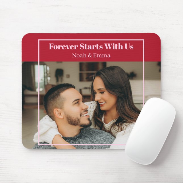 Tapis De Souris Custom Photo & Text Romantic Gift - Personalized  (Avec souris)