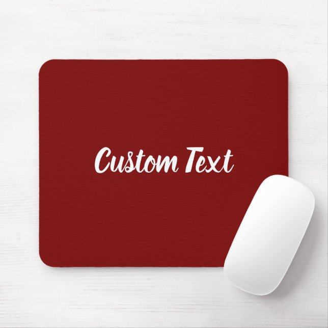 Tapis De Souris Custom Text on Deep Red with White Script (Avec souris)