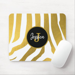 Tapis De Souris Customisé Faux Gold Zebra Print Stripes Motif