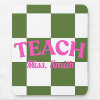 Tapis De Souris Customizable Green Checkered Teacher Clipboard 