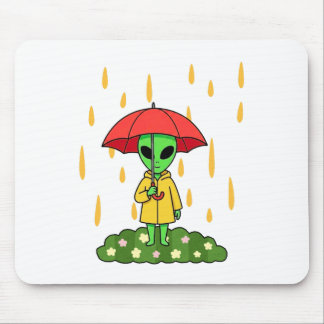 Tapis De Souris Cute Alien With Umbrella Kawaii Space Character