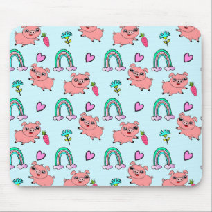Tapis De Souris Cute and Quirky Pigs and Rainbows