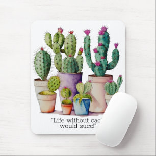 Tapis De Souris Cute aquarelle cactus succulents dans les pots