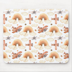 Tapis De Souris Cute aquarelle Rainbow Motif d'avion
