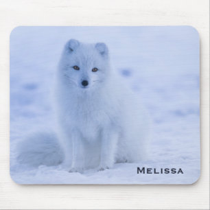 Tapis De Souris Cute Arctic Fox sur Snowy Winter Arrière - plan
