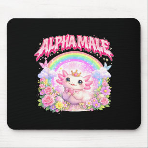 Tapis De Souris Cute axolotl arc-en-ciel floral drôle pour hommes 