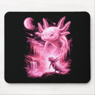 Tapis De Souris Cute axolotl hurlant à la lune mème mystique