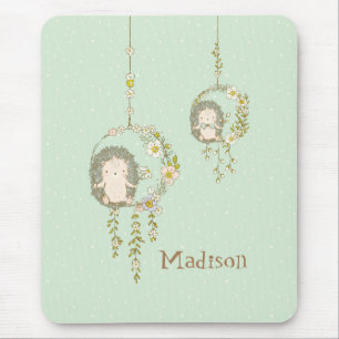 Tapis De Souris Cute Baby Hedgehog Green Name