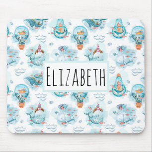 Tapis De Souris Cute Baleines Nautiques Aquarelle Motif Souris
