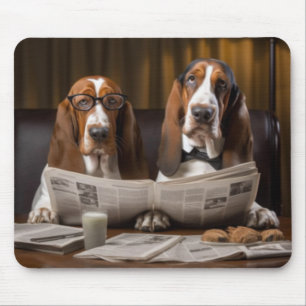 Tapis De Souris Cute basset hounds lecture journal