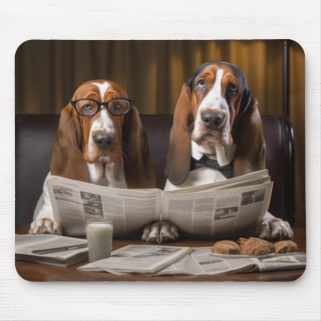 Tapis De Souris Cute basset hounds lecture journal (Devant)