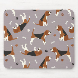 Tapis De Souris Cute Beagles Paws and Bones Gray