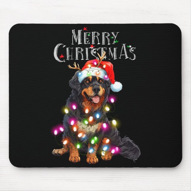 Tapis De Souris Cute Bernese Mountain Christmas Lights Xmas Dog Lo (Devant)
