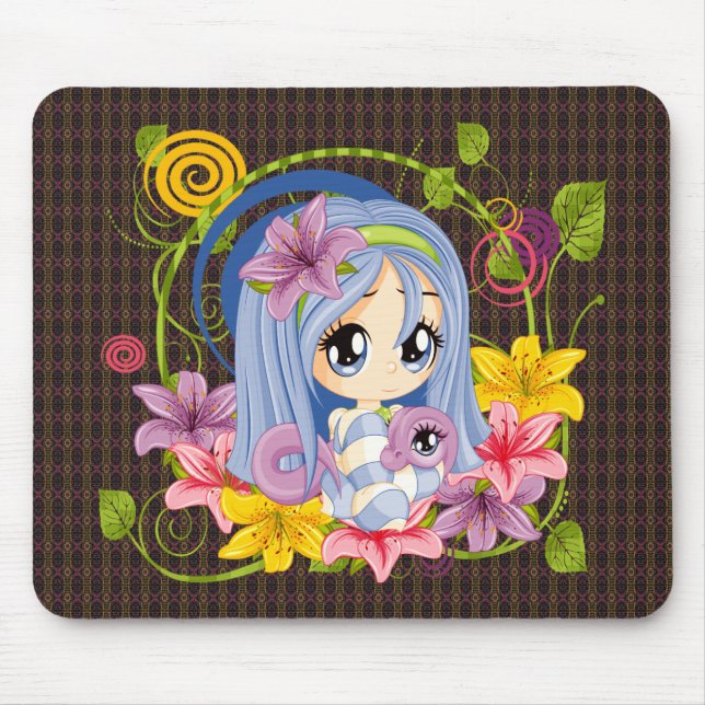 Tapis De Souris Cute Big Eyed Chibi Dragon Fée (Devant)