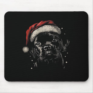 Tapis De Souris Cute Black Puppy Lab Santa Hat Xmas Chien Labrador