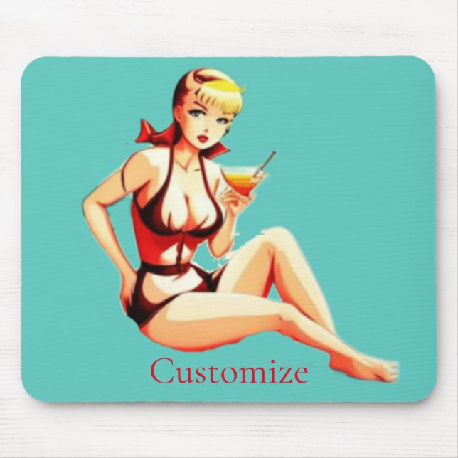 Tapis De Souris Cute Blonde Martini Bikini Girl Thunder_Cove (Devant)