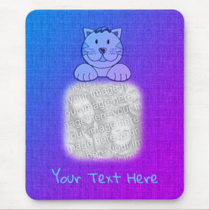 Tapis De Souris Cute Blue Chat Votre Photo Personnalisée