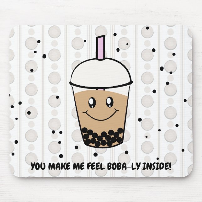 Tapis De Souris Cute Boba Bubble Tea Pun Mousepad (Devant)
