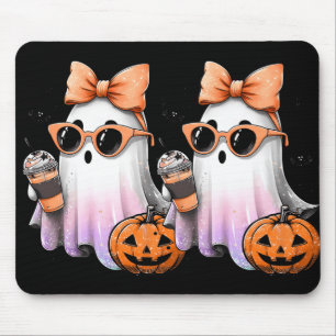 Tapis De Souris Cute Bougie Ghost Café Citrouille saison Éffrayant