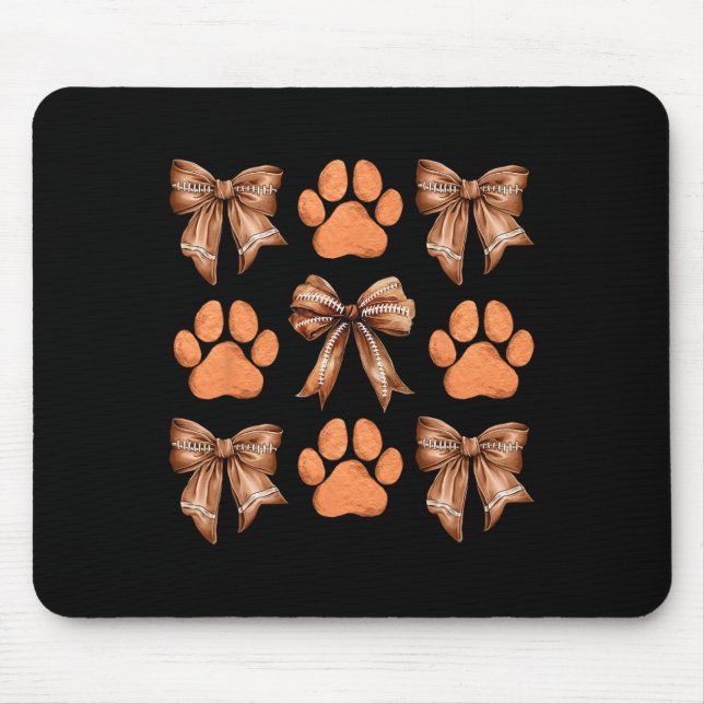 Tapis De Souris Cute Bow Coquette chien Empreinte de patte esthéti (Devant)