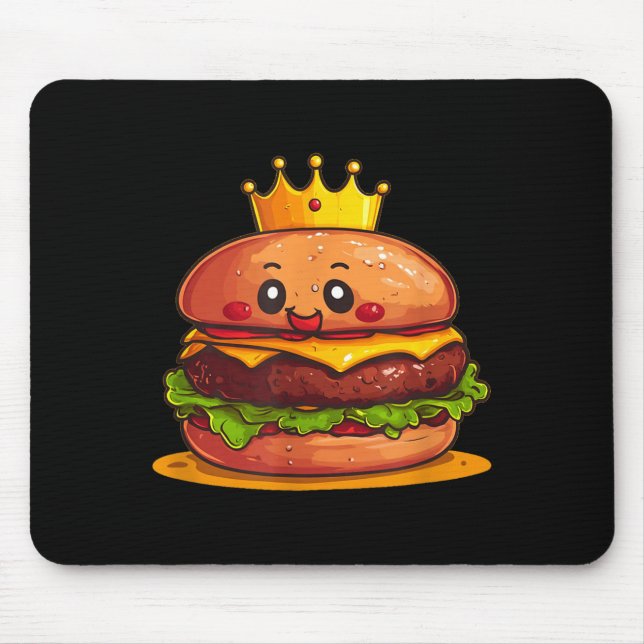 Tapis De Souris Cute Burger With Crown And Kingdom Costume  (Devant)