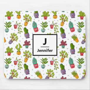 Tapis De Souris Cute Cactus Nature Succulents Monogramme Motif