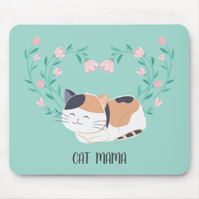 Tapis De Souris Cute Calico Flore de Chat Mousepad personnalisé (Devant)