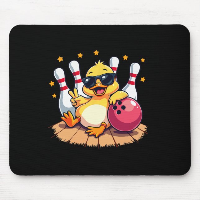 Tapis De Souris Cute Canard Avec Canard Sungles Jouer À Bowling Po (Devant)