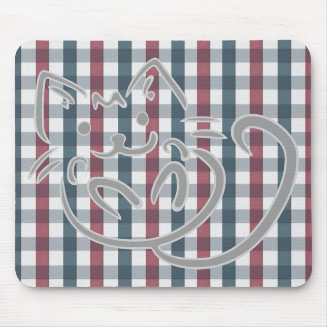 Tapis De Souris Cute Cat and Plaid Pattern (Devant)