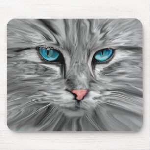 Tapis De Souris Cute Cat Eyes Visage Eau Couleur Huile Peinture Ar