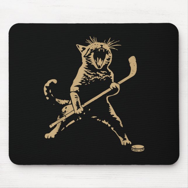 Tapis De Souris Cute Cat Playing Ice Hockey Lover Player Funny  (Devant)