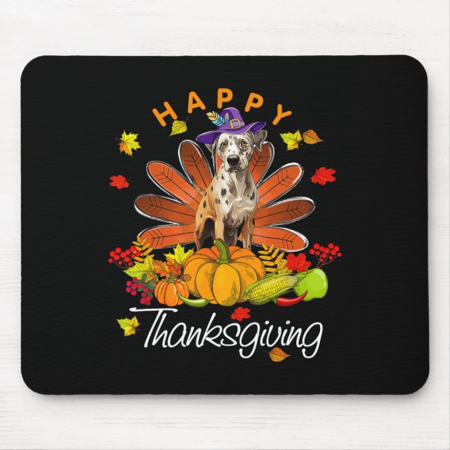 Tapis De Souris Cute Catahoula Leopard Chien Bon thanksgiving Turk (Devant)