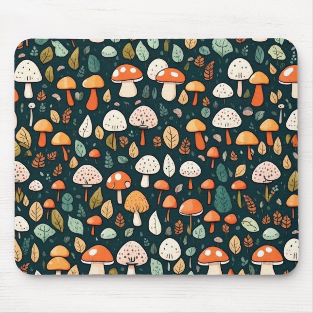 Tapis De Souris Cute champignons feuille cottage design (Devant)