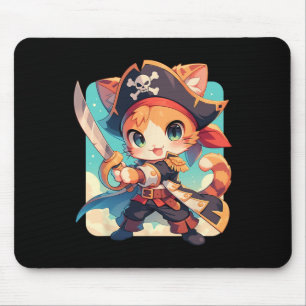 Tapis De Souris Cute Chat Comme Pirate Kawaii Anime