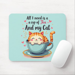 Tapis De Souris Cute Chat en Teacup Kawaii Art Cosy