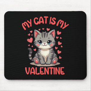 Tapis De Souris Cute Chat, Mon Chat Est Ma Saint Valentin, Simple