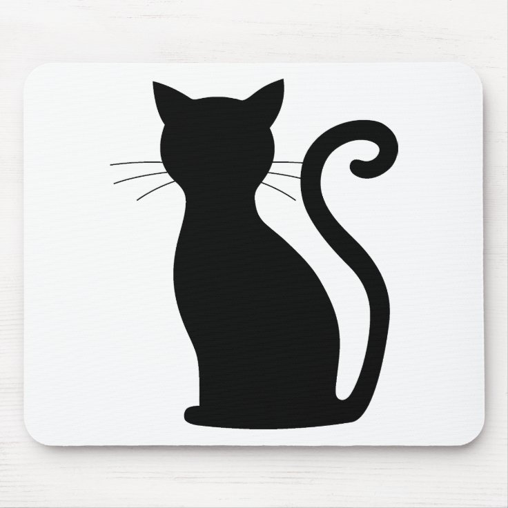 Tapis De Souris Cute Chat Noir Silhouette Fun Noir Et Blanc Zazzle Fr