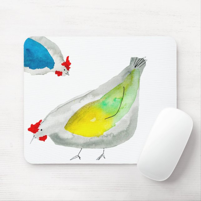 Tapis De Souris Cute chickens watercolor (Avec souris)
