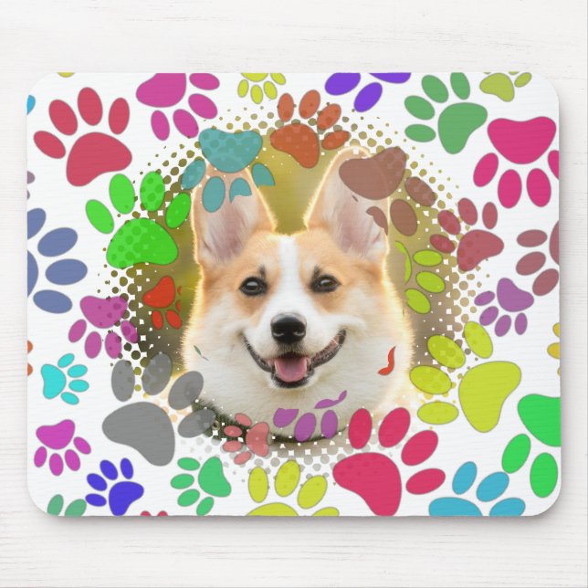 Tapis De Souris Cute Chien Photo Paw Motif Personnalisé (Devant)
