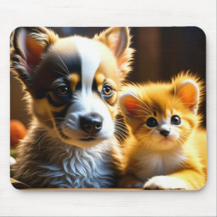 Tapis De Souris Cute Chiot et Kitten