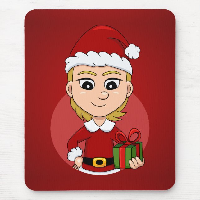 Tapis De Souris Cute Christmas girl with short blonde hair (Devant)