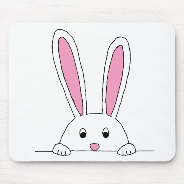 Tapis De Souris Cute Clipart Rabbit Peaking Cute Animaux Bunny Art (Devant)