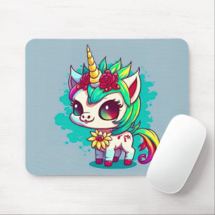 Tapis De Souris Cute Colorful Magic Creature Unicorn Artwork  