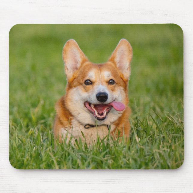 Tapis De Souris Cute Corgi Jouer dans l'herbe (Devant)